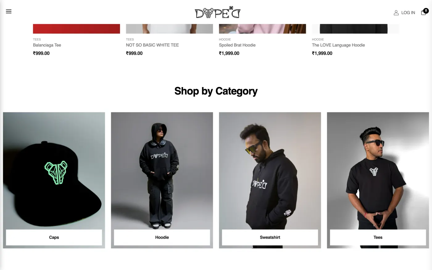 A label competing on identity, sold through a generic template